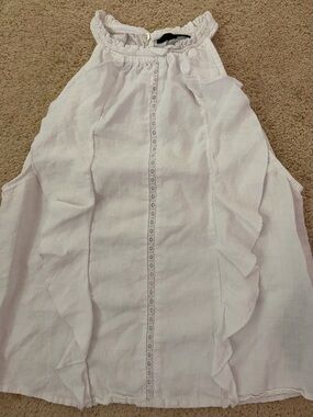 Zara White Ruffled Blouse